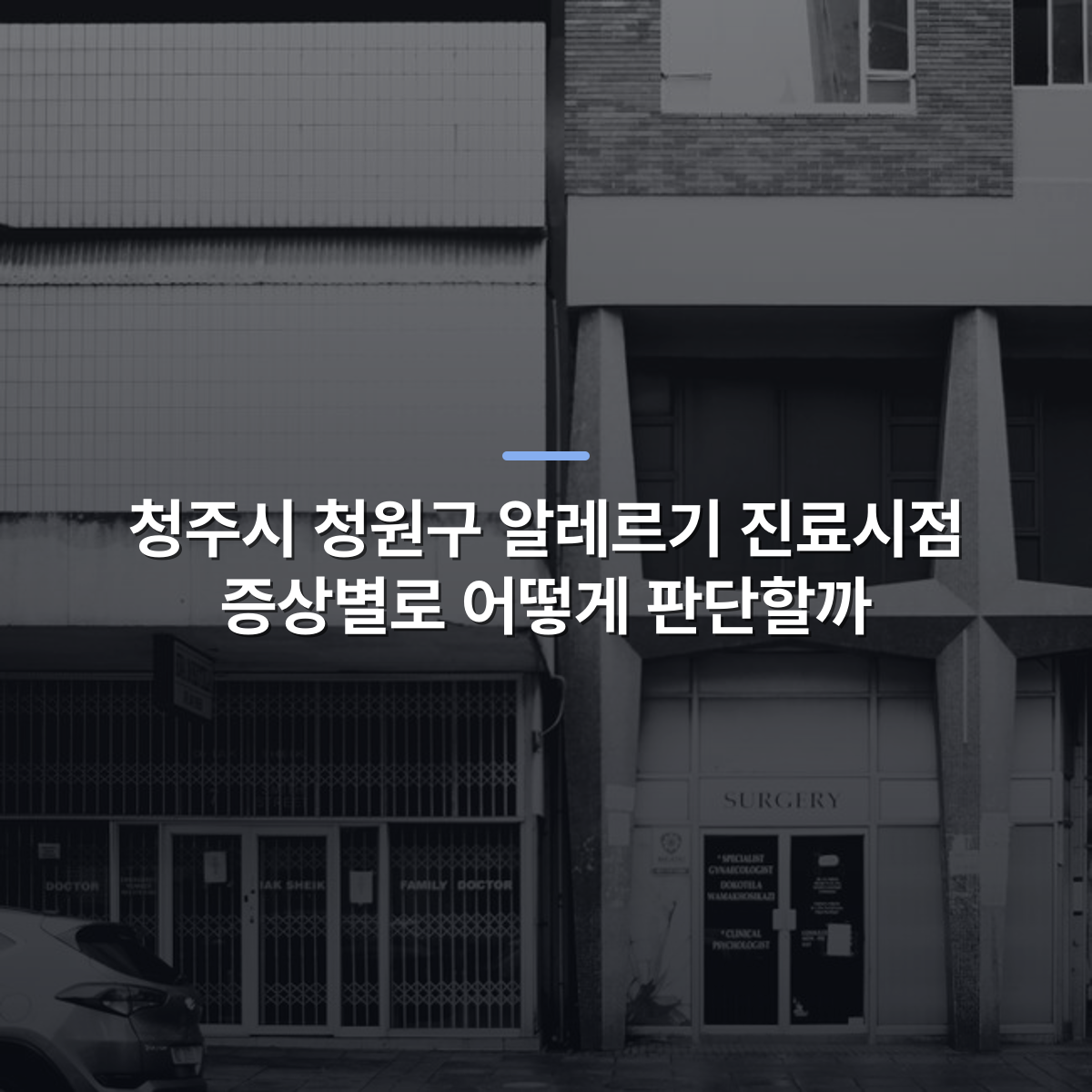 청주시 청원구 알레르기 진료시점 증상별로 어떻게 판단할까 · 사진: Black and white photo of a building facade in Durban, South Africa.